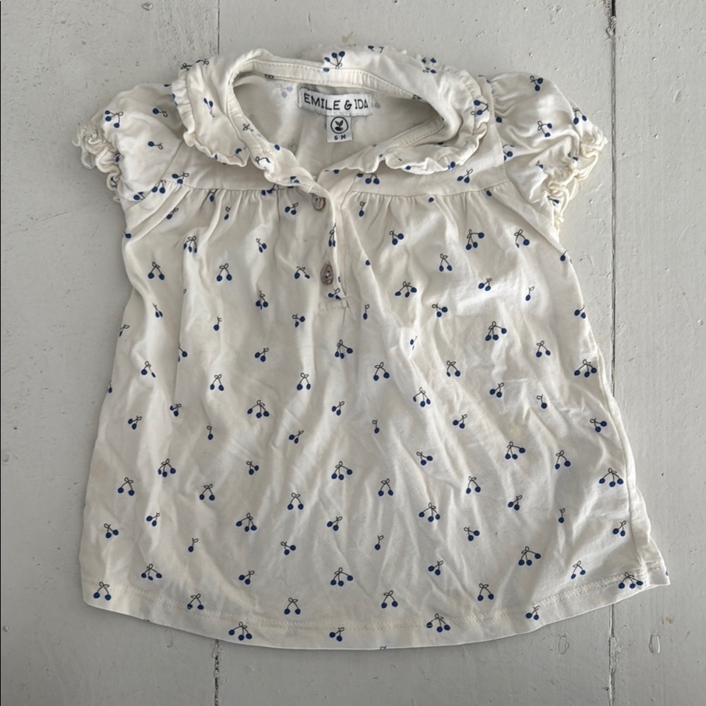 Emile et Ida White Cherry Print Dress